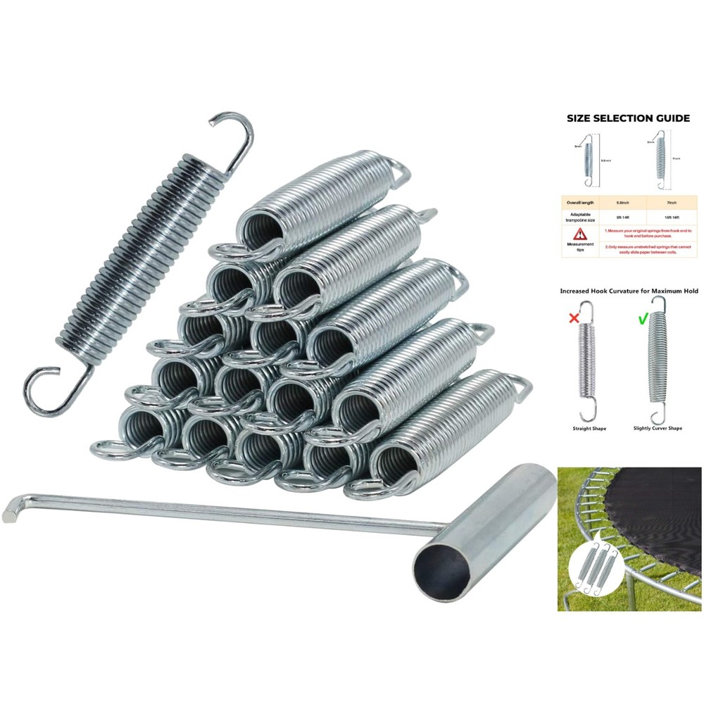 Unbreakable 5.5-7 Inch Trampoline Springs – Heavy Duty Stainless Steel Set of 16