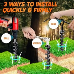 [Premium] 4 Pack Ground Anchors with Power Nut Driver Drill Bit, Ground
