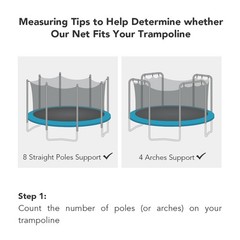 Round Trampoline Enclosure Net Replacement Fence Fits 15FT 8 Pole Frame
