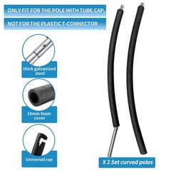 Universal Trampoline Replacement Curved Net Pole Kit for 10-16ft Frame, Foam Pad