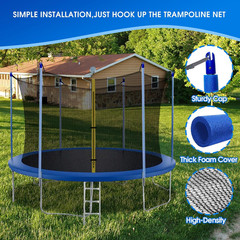 14 FT Trampoline Replacement Net with Poles, Trampoline Net Poles with Clamps an