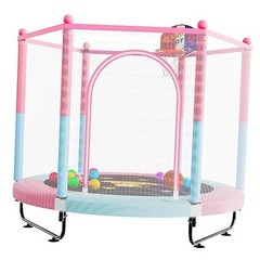 60″ Trampoline for Kids, 5 FT Indoor & Outdoor Toddler Baby 5FT Pink/Blue