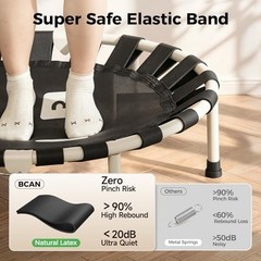 56IN 2-Person Kids Trampoline, Safe-Elastic Band Foldable Frame White