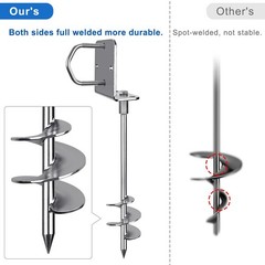 30″ Heavy Duty Screw in Ground Anchors Kit 3″ Spiral Earth Stakes Yard
