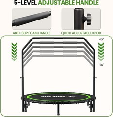 50 Inch Indoor Trampoline with Safety Features and Resistance Bands for Exercise