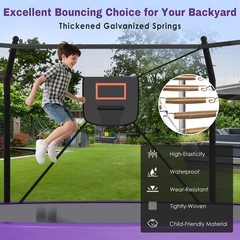 14ft Outdoor Trampoline with LED Lights and Basketball Hoop for Kids & Adults