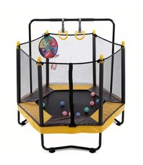 Toddler Trampoline Indoor Outdoor Rebounder w/ Enclosure Gymnastics Bar For Kids