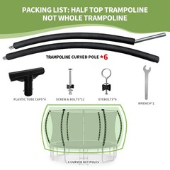 MSSVIGING 6 PCS Trampoline Curved Pole Replacement, Universal Black