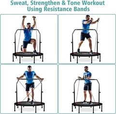 Foldable Mini Trampoline – 40″/48″ Fitness Rebounder with Adjustable Handle &…