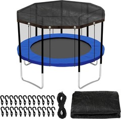 Trampoline Cover Black Round 90% Sunblock Shade Cloth 12FT Trampoline Top Sha…