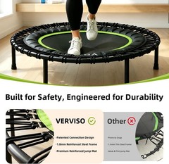 40″ Bungee Rebounder Trampoline Adults 460LBS Low Impact Quiet Foldable Workout