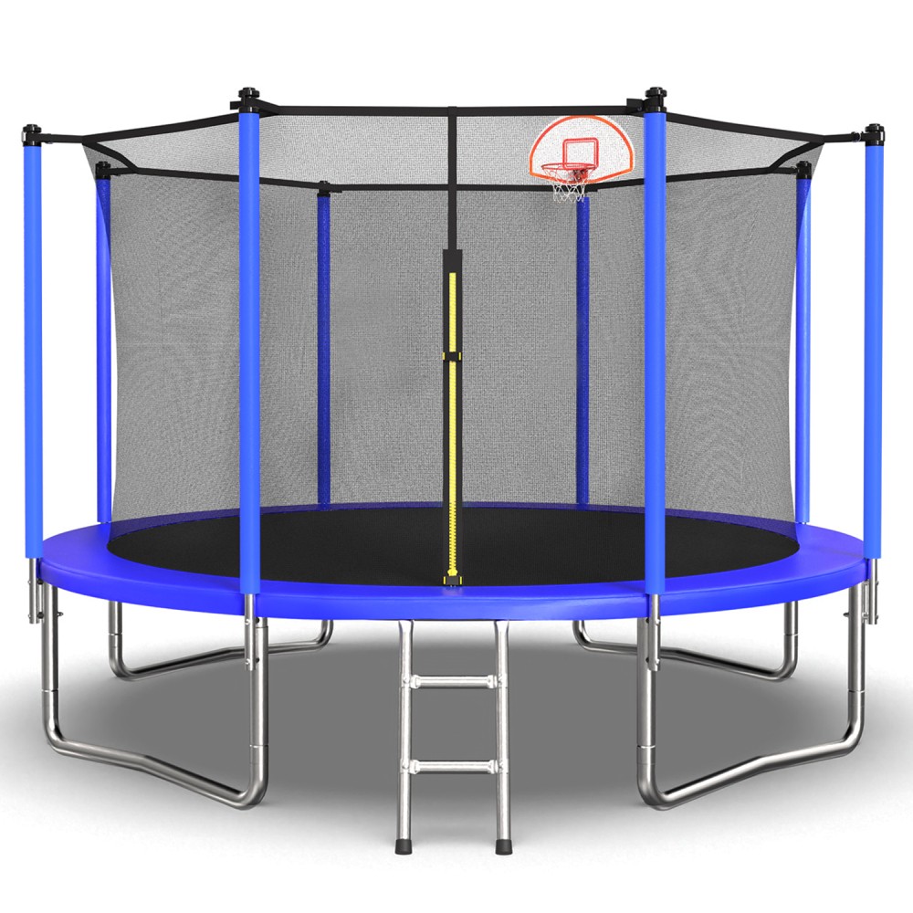 14FT Trampoline with Enclosure Net Outdoor Sports Fitness Equipment