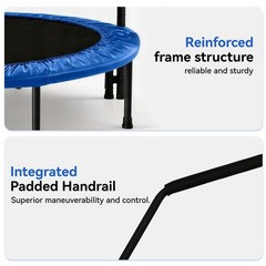 40″ Fitness Trampoline Rebounder with Adjustable Foam Handle for Home Workouts