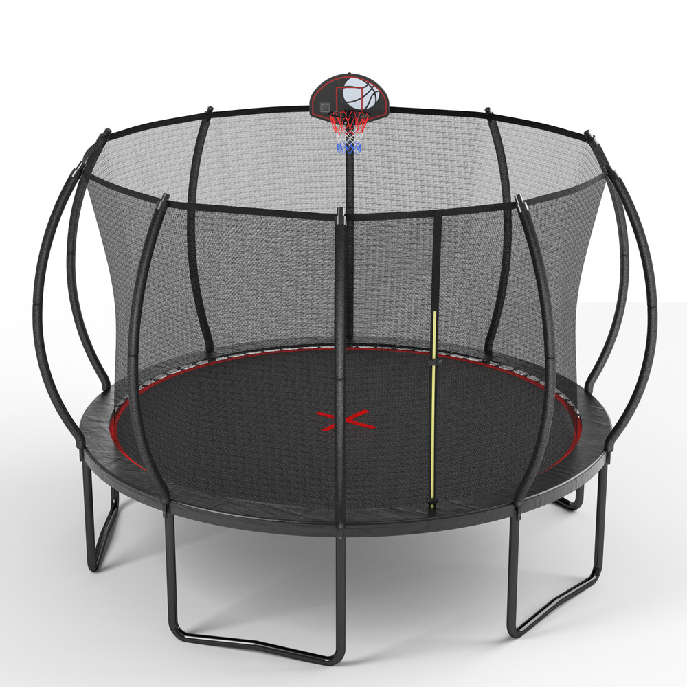 YC 12FT Kids Trampoline Indoor & Outdoor Pumpkin Trampoline w/Basketball Hoop
