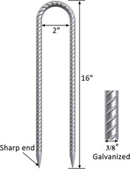 Trampoline Tie Down Anchor Kit 16 Inch Galvanized U Shaped Rebar Ground Stake…