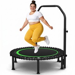 48″ Mini Fitness Trampoline for Adults Indoor Exercise Rebounder with Handle Bar
