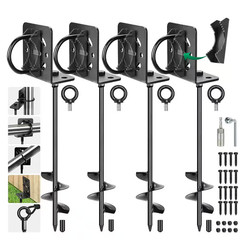Ground Anchors Screw in Heavy Duty Trampoline Stakes with Brackets-Multi Purpose