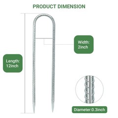 Kiivakii 12 INCH 8 Pack Trampoline Stakes, U Shaped Ground Anchors Wind Stake…