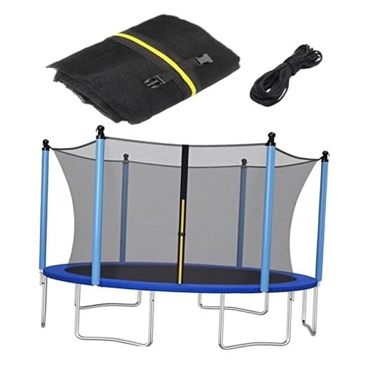 Trampoline Safety Net 6FT 8FT 10FT 12FT 14FT 15FT 16FT Round 10FT-8Poles Black