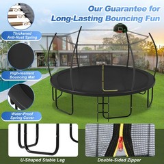 12ft 14ft 16ft Outdoor Round Trampoline with Basketball Hoop for Kids & Adult