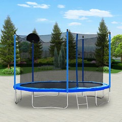 12FT Trampoline for Adults & Kids with Basketball Hoop, Outdoor Trampolines
