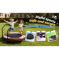36in Foldable Bungee Toddler Trampoline w/ Handle Quiet Stable 1+Kids Indoor Toy