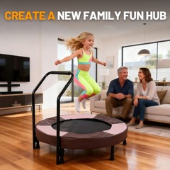 36in Foldable Bungee Toddler Trampoline w/ Handle Quiet Stable 1+Kids Indoor Toy