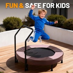 36in Foldable Bungee Toddler Trampoline w/ Handle Quiet Stable 1+Kids Indoor Toy