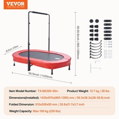 VEVOR 56″ Trampoline for Kids Foldable Mini Toddler Trampoline Indoor Outdoor