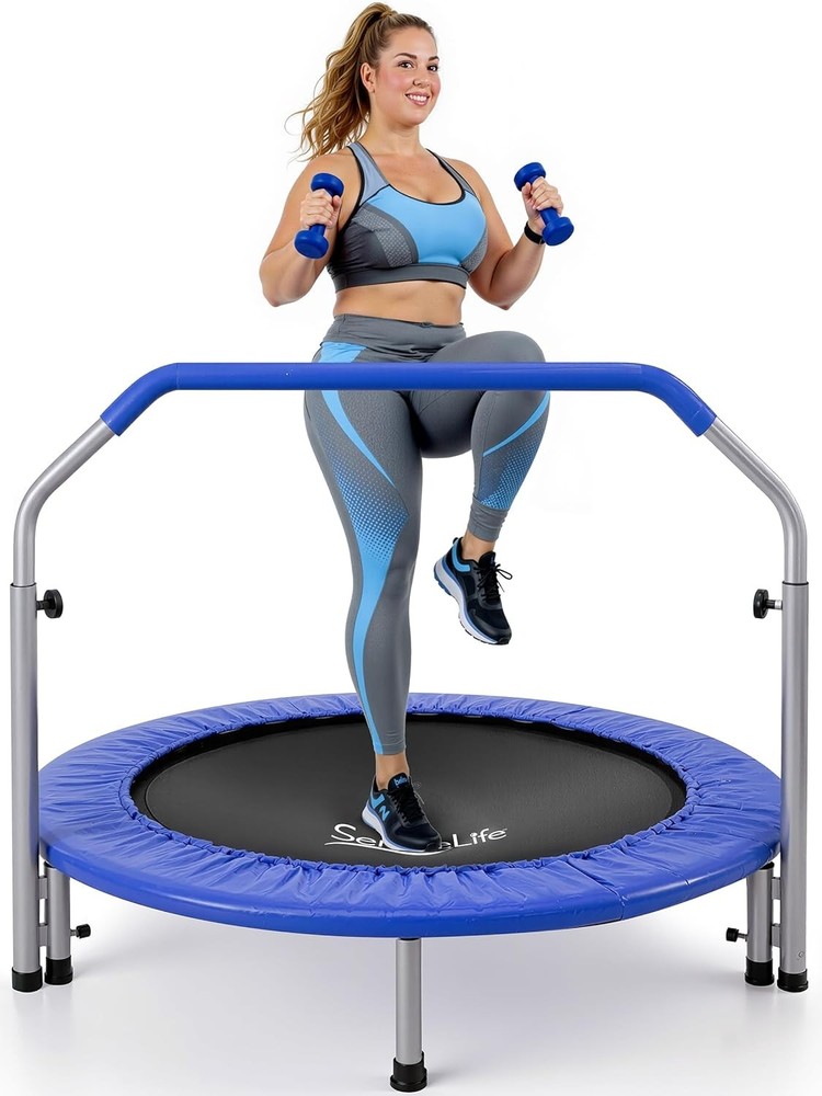 40″ Foldable Mini Trampoline for Adults – Compact Fitness Rebounder Adjustable