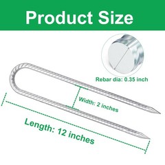 Trampolines Stakes, U Shaped Rebar Stakes 8 Pack 12 Inch, Heavy DutyGalvanize…