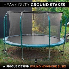 Trampoline Stakes 12in Heavy Duty 4 Pack with Straps