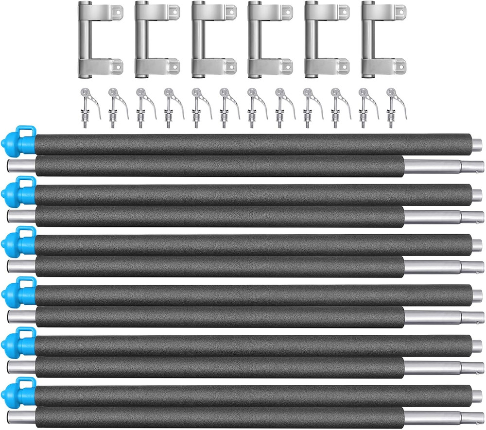 Universal Trampoline Replacement Enclosure Poles with Clamp and Hardware Fits 6