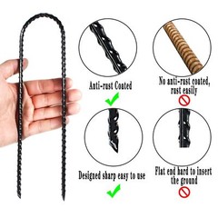 10-Inch Trampoline Stakes Heavy Duty U Shaped Rebar Ground Stakes Ground Anch…