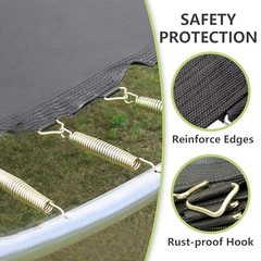 Trampoline Replacement Mat, 6/8/10/12/14/15Ft 14FT 72V rings 6.5inch Black