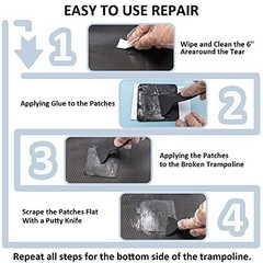 Trampoline Patch Repair Kit 4″X 4″ Square On Patches | Repair Trampoline Mat