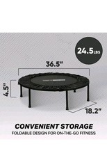 HolaHatha 48 Inch Foldable Mini Fitness Trampoline with Adjustable Handle, Black
