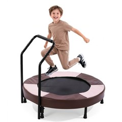 36in Foldable Bungee Toddler Trampoline w/ Handle Quiet Stable 1+Kids Indoor Toy