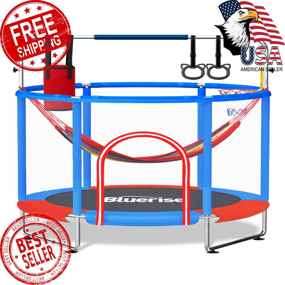 BLUERISE 5FT Blue/Red Trampoline 6-in-1 Safety Net