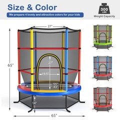 55″ Trampoline Kids Toddler Trampoline w/ All-round Safety Enclosure Yellow