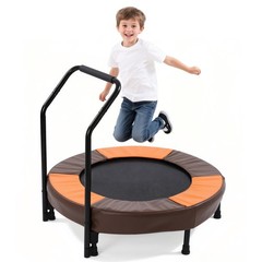 36in Foldable Bungee Toddler Trampoline w/ Handle Quiet Stable 1+Kids Indoor Toy