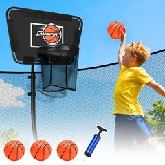 Adjustable Metal Trampoline Basketball Hoop with Mini Ball & Pump – Fits All Pol