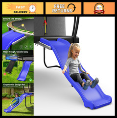 Heavy Duty Plastic Trampoline Slide for 8-16FT, Safe Kids Ladder, 220 Lbs Capaci