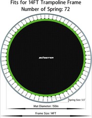 Trampoline Replacement Mat 14ft Round with 72 V-Hooks and Installation Tool