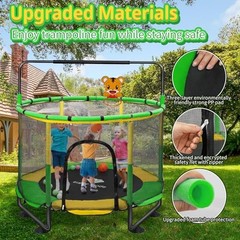 Indoor & Outdoor Trampoline for Kids with Enclosure, Toddler 55″ yellow green