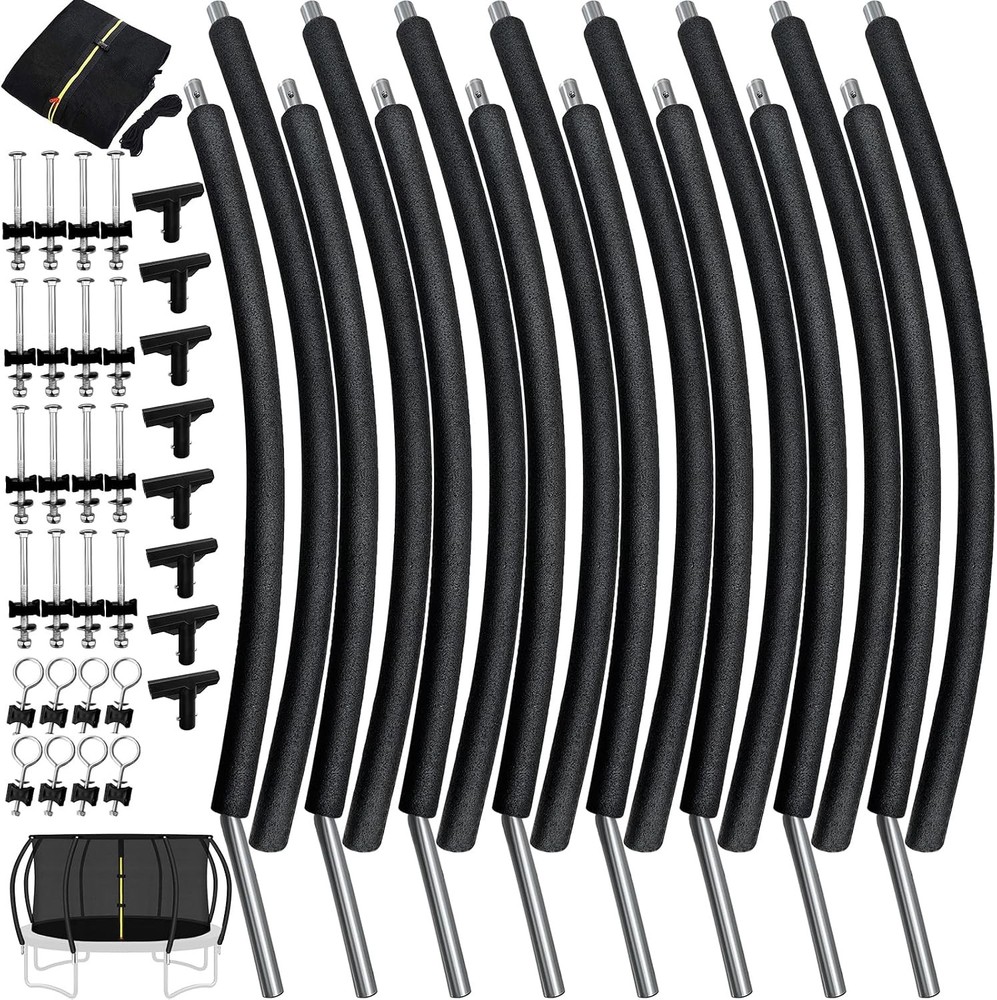 10ft 8 Pcs Trampoline Curved Poles Replacement Enclosure