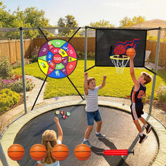 Trampoline Basketball Hoop, Adjustable Basketball Hoop for Trampoline with 3 Min