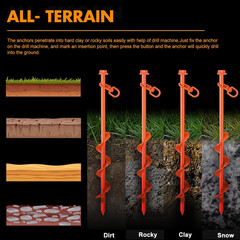 Giant Skeleton Accessories Ground Anchors Screw in, 12 Inch High Wind Heavy Duty