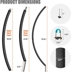 6PCS Trampoline Replacement Curved Pole, Universal Trampoline Enclosure Pole Fit