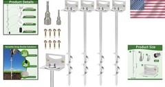 4 Pack 24″ Ground Anchors Screw in Shed 4 24 Inch Silver Earth